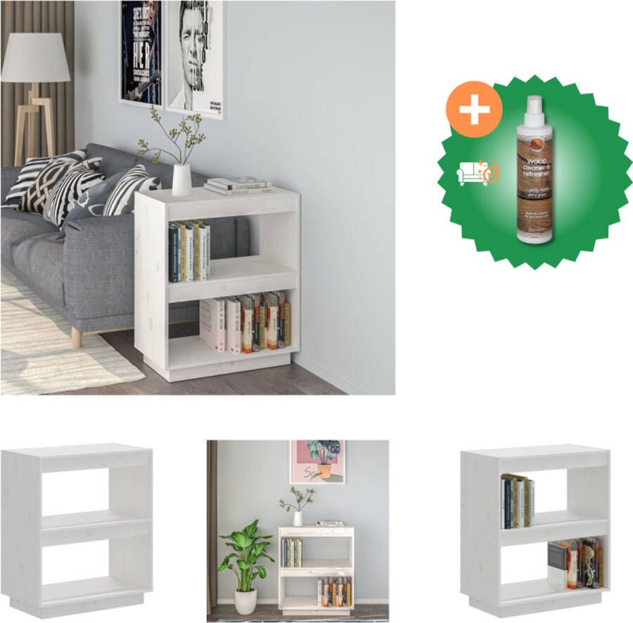 VidaXL Boekenkast 60x35x71 cm massief grenenhout wit Kast Inclusief Houtreiniger en verfrisser