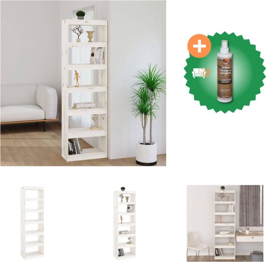VidaXL Boekenkast kamerscherm 60x30x199-5 cm massief grenenhout wit Kast Inclusief Houtreiniger en verfrisser