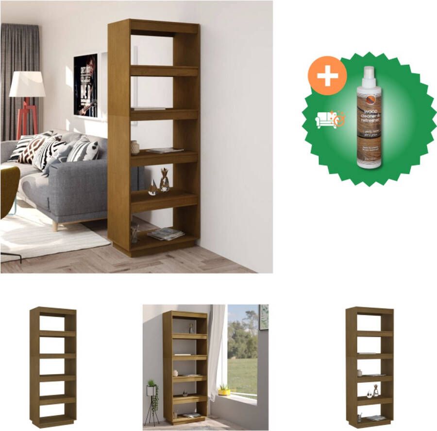 VidaXL Boekenkast kamerscherm 60x35x167 cm grenenhout honingbruin Kast Inclusief Houtreiniger en verfrisser