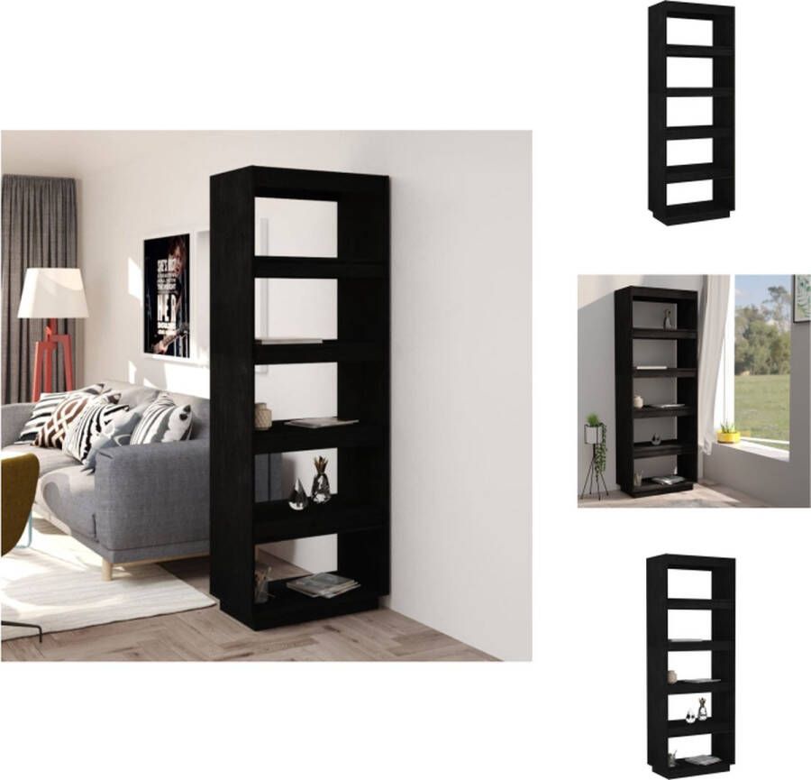VidaXL Boekenkast Boekenkasten Houten Boekenkast Kamerscherm Boekenkast kamerscherm 60x35x167 cm massief grenenhout zwart