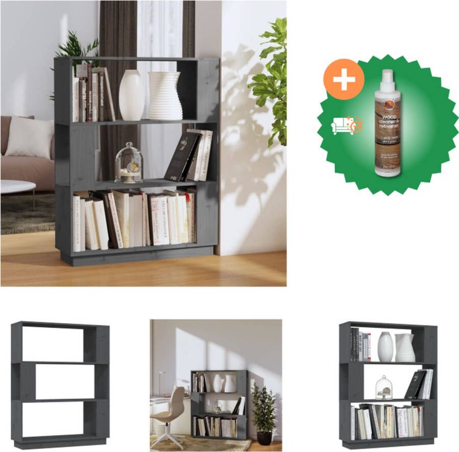 VidaXL Boekenkast kamerscherm 80x25x101 cm massief grenenhout grijs Kast Inclusief Houtreiniger en verfrisser