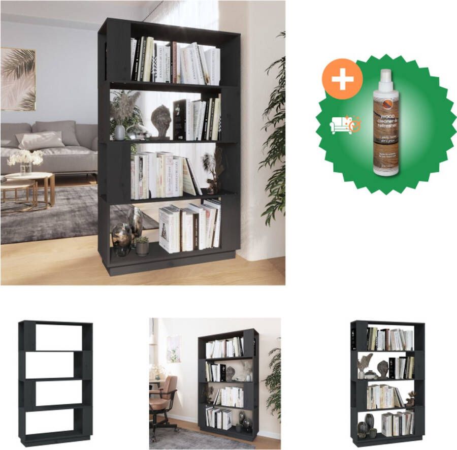 VidaXL Boekenkast kamerscherm 80x25x132 cm massief grenenhout grijs Kast Inclusief Houtreiniger en verfrisser