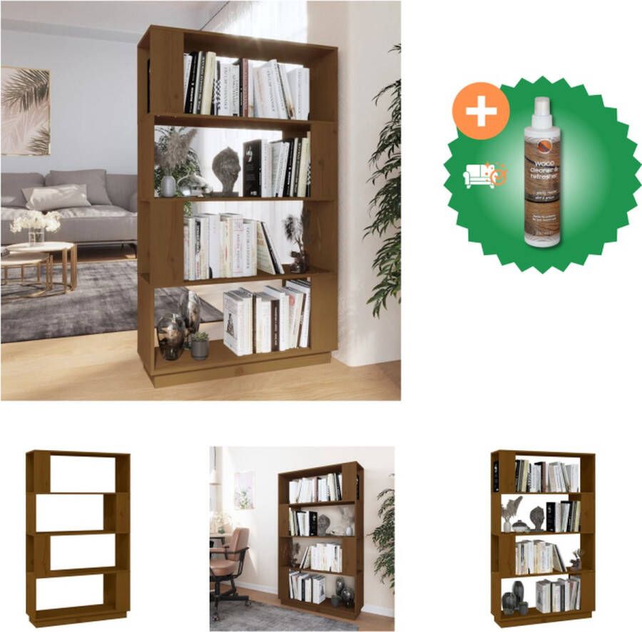 VidaXL Boekenkast kamerscherm 80x25x132 cm massief hout honingbruin Kast Inclusief Houtreiniger en verfrisser