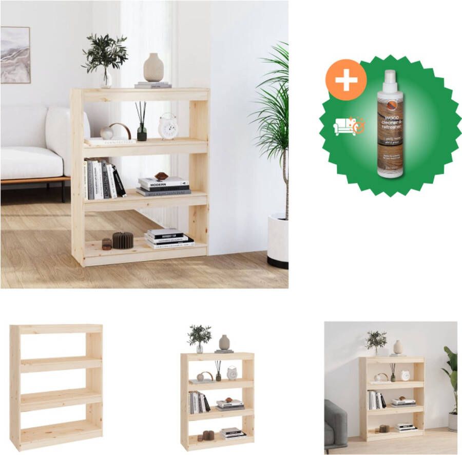 VidaXL Boekenkast Grenenhout 80 x 30 x 103.5 cm Opbergkast met 3 vakken Kast Inclusief Houtreiniger en verfrisser