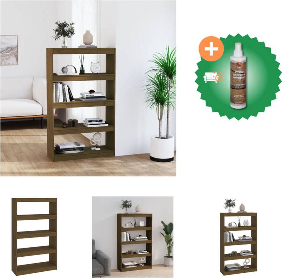 VidaXL Boekenkast kamerscherm 80x30x135-5 cm grenenhout honingbruin Kast Inclusief Houtreiniger en verfrisser