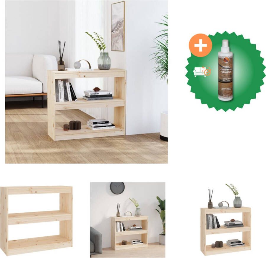 VidaXL Boekenkast Grenenhout 80 x 30 x 71.5 cm Strak Ontwerp Opbergruimte Kamerscherm Montage vereist Kast Inclusief Houtreiniger en verfrisser