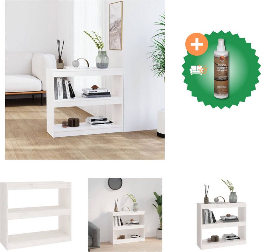 VidaXL Boekenkast kamerscherm 80x30x71-5 cm massief grenenhout wit Kast Inclusief Houtreiniger en verfrisser