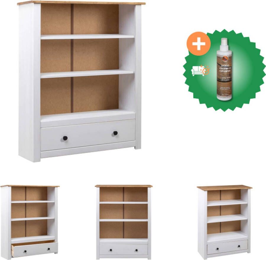 VidaXL Boekenkast Grenenhout 80 x 35 x 110 cm Wit Natuurlijke Houtkleur Kast Inclusief Houtreiniger en verfrisser