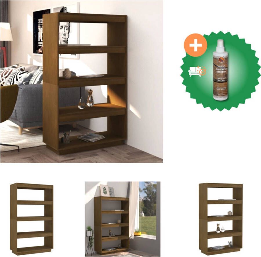 VidaXL Boekenkast kamerscherm 80x35x135 cm grenenhout honingbruin Kast Inclusief Houtreiniger en verfrisser