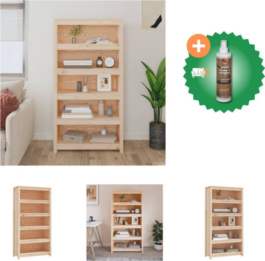 VidaXL Boekenkast Grenenhout 80 x 35 x 154 cm Strak en klassiek ontwerp Kast Inclusief Houtreiniger en verfrisser
