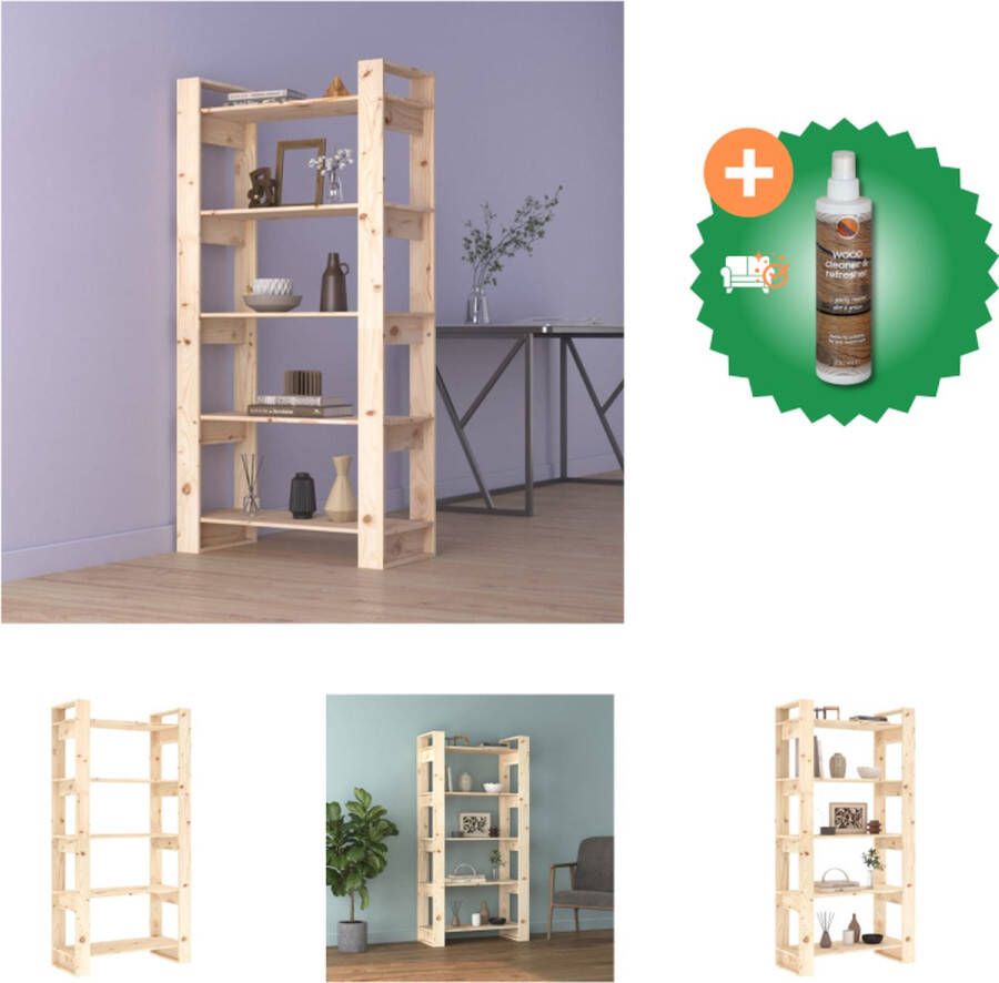 VidaXL Boekenkast Grenenhout 80 x 35 x 160 cm Decoratief en praktisch Kast Inclusief Houtreiniger en verfrisser