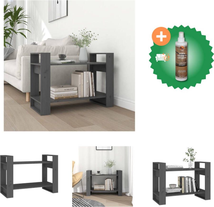 VidaXL Boekenkast kamerscherm 80x35x56-5 cm massief grenenhout grijs Kast Inclusief Houtreiniger en verfrisser