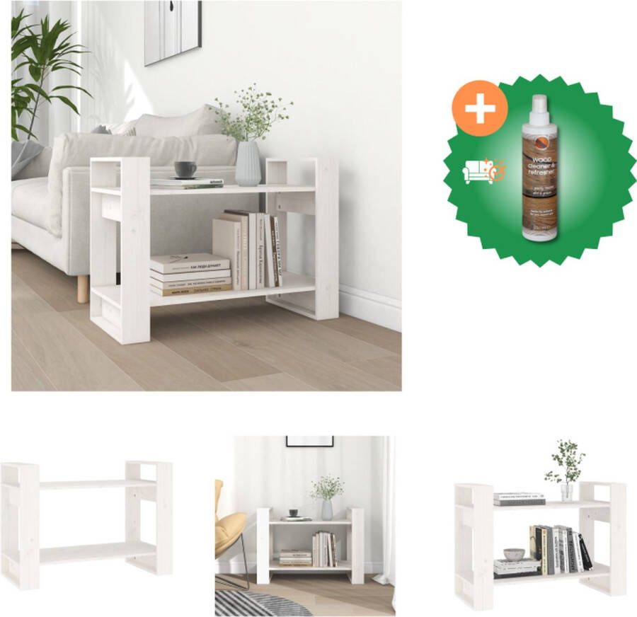 VidaXL Boekenkast kamerscherm 80x35x56-5 cm massief grenenhout wit Kast Inclusief Houtreiniger en verfrisser