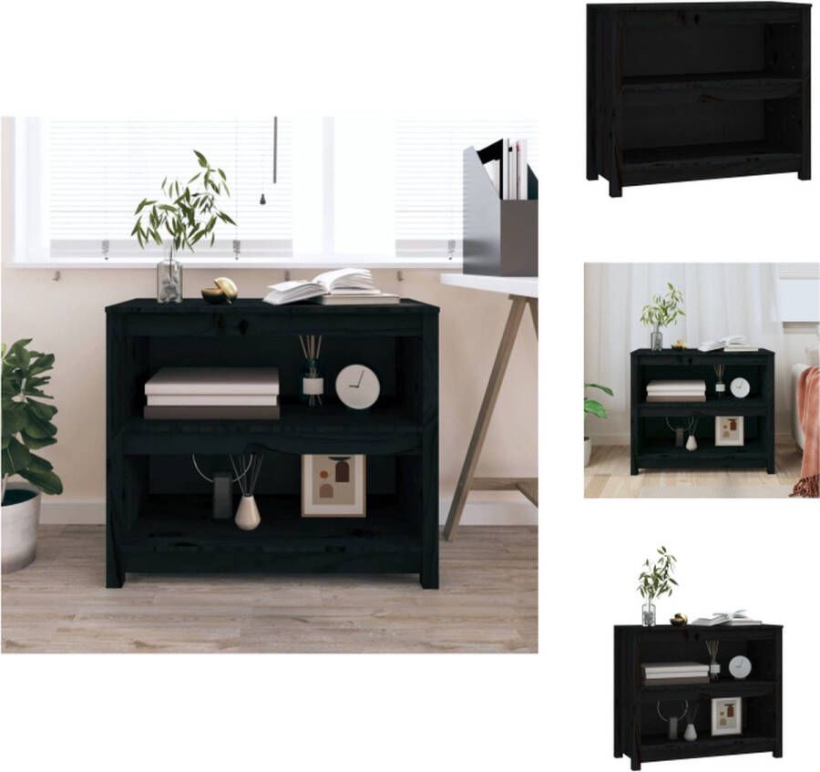 VidaXL Boekenkast Kast Boekenplank Opbergruimte Boekenkast 80x35x68 cm massief grenenhout zwart