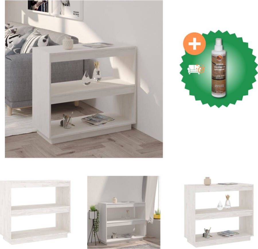 VidaXL Boekenkast 80x35x71 cm massief grenenhout wit Kast Inclusief Houtreiniger en verfrisser