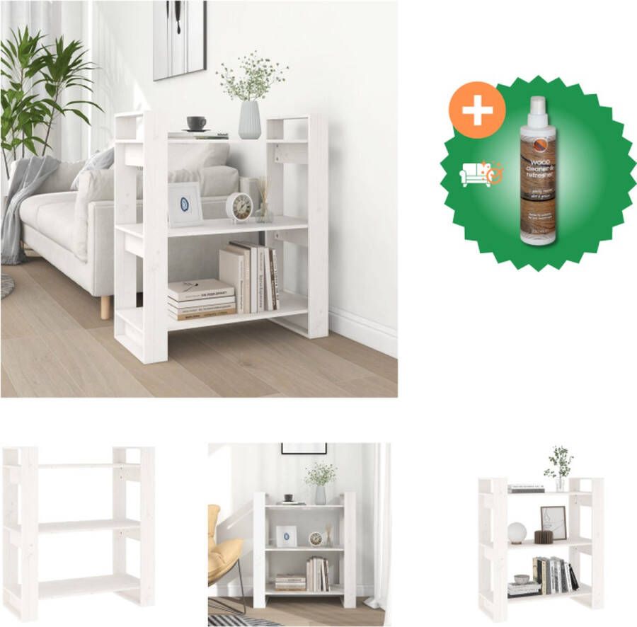 VidaXL Boekenkast kamerscherm 80x35x91 cm massief grenenhout wit Kast Inclusief Houtreiniger en verfrisser