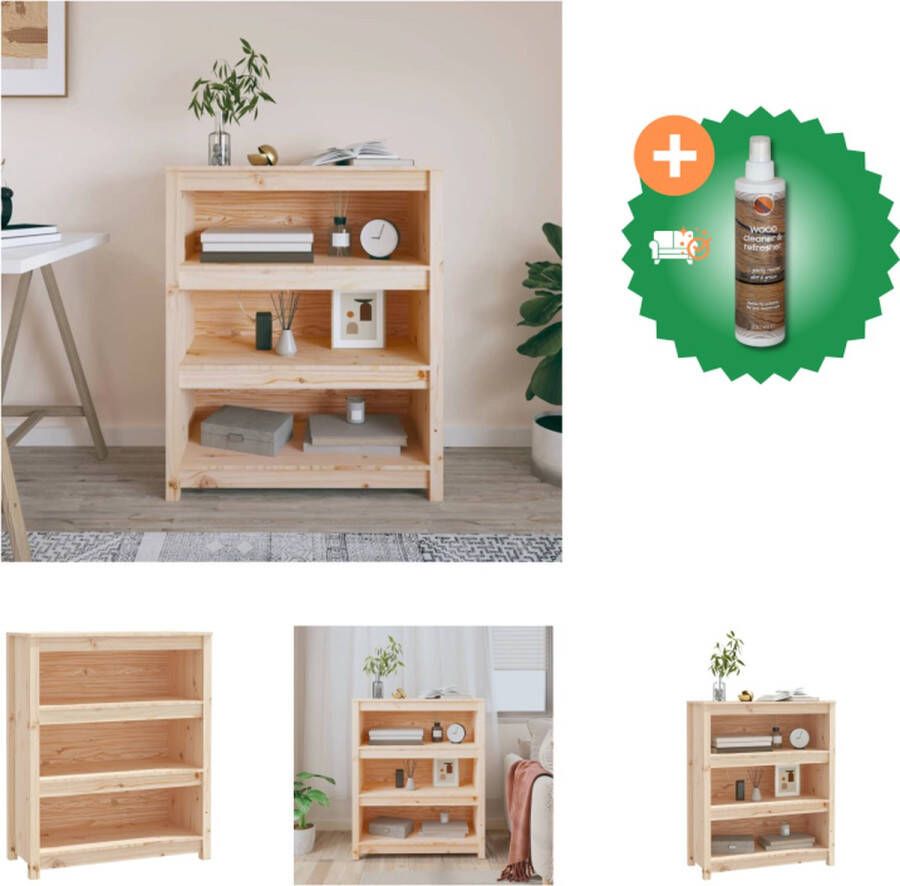 VidaXL Boekenkast Grenenhout 80 x 35 x 97 cm Rustiek uitstraling Kast Inclusief Houtreiniger en verfrisser
