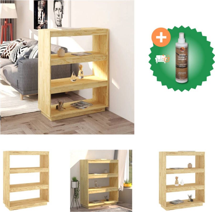 VidaXL Boekenkast Grenenhout 80 x 35 x 135 cm Decoratief en praktisch Montage vereist Kast Inclusief Houtreiniger en verfrisser