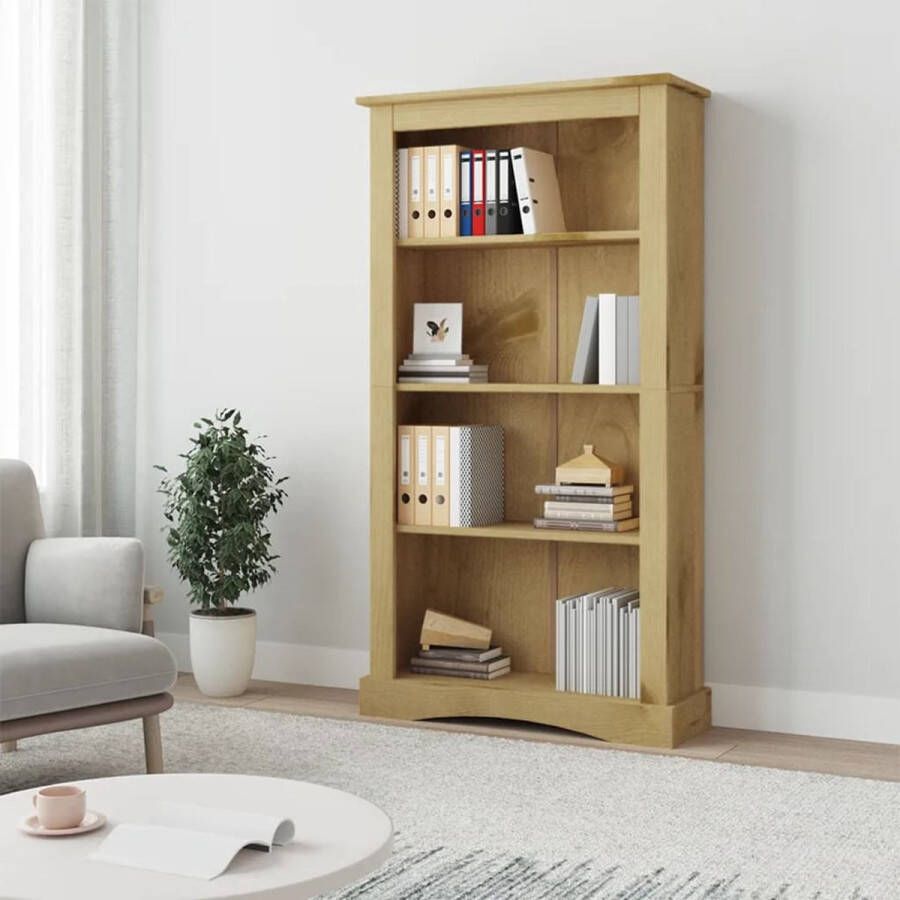 VidaXL -Boekenkast-grenenhout-met-4-planken-Corona-stijl-81x29x150-cm