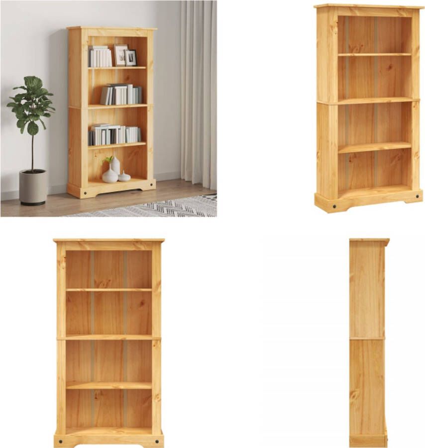 VidaXL Boekenkast grenenhout met 4 planken Corona-stijl 81x29x150 cm Boekenkast Boekenkasten Boekenplank Boekenplanken