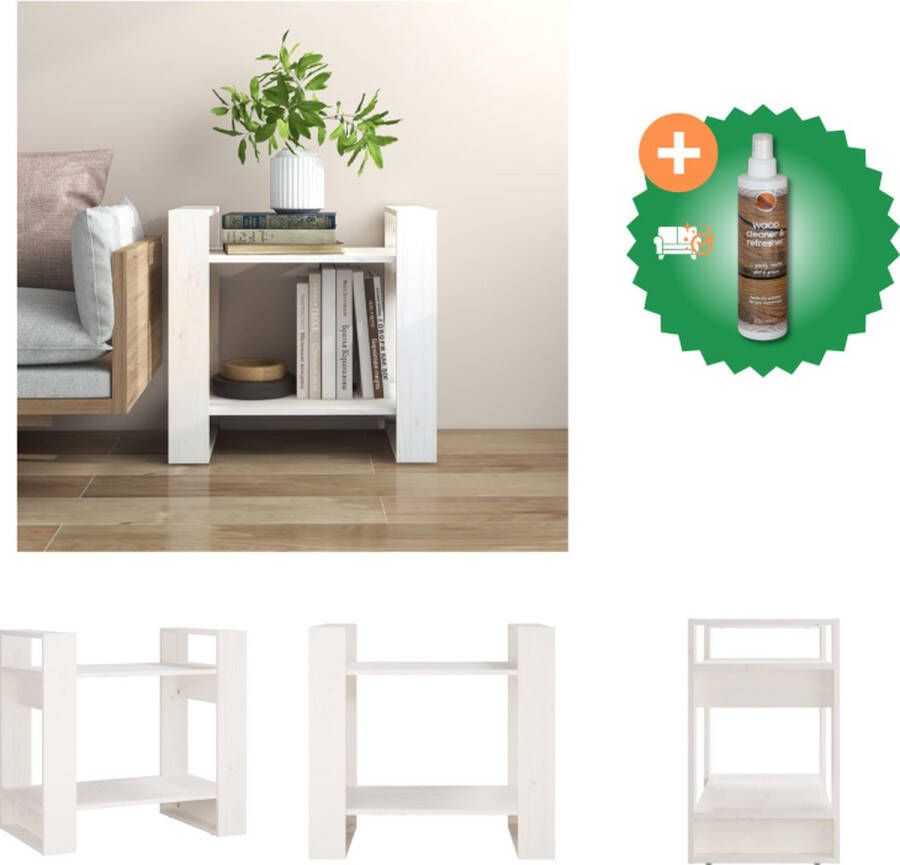 VidaXL Boekenkast kamerscherm 60x35x57 cm massief grenenhout wit Kast Inclusief Houtreiniger en verfrisser