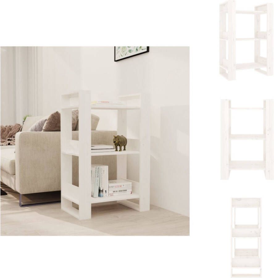VidaXL Boekenkast Boekenkasten Boeken Kast Boekenkast kamerscherm 60x35x91 cm massief grenenhout wit