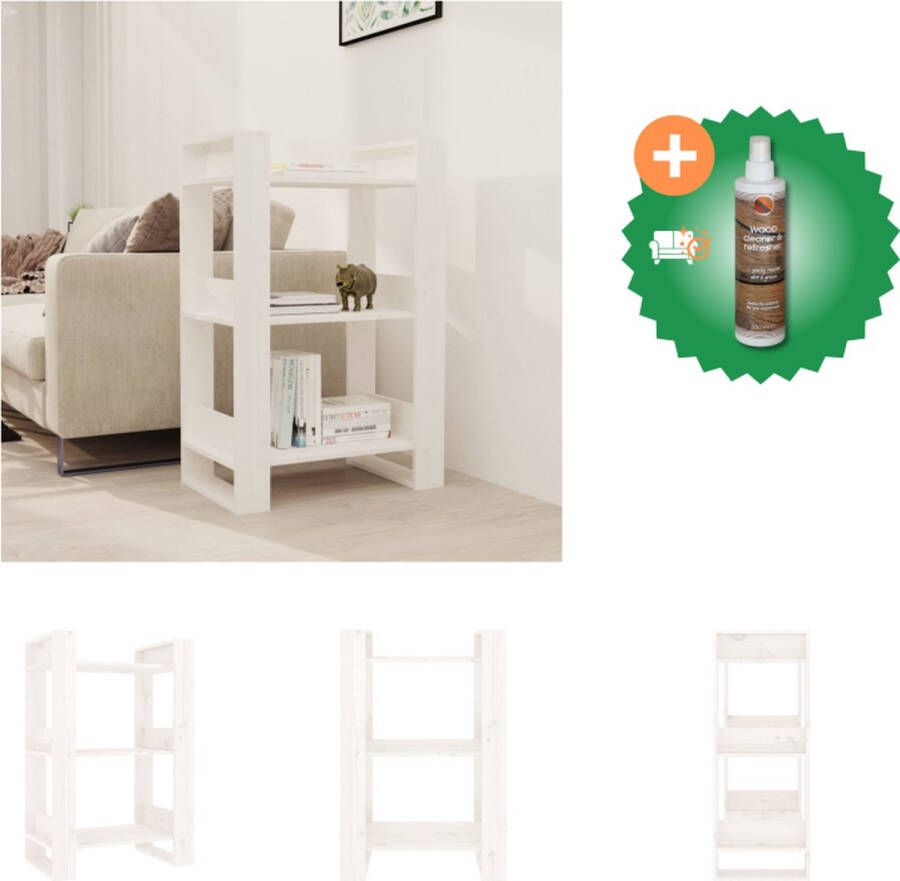 VidaXL Boekenkast kamerscherm 60x35x91 cm massief grenenhout wit Kast Inclusief Houtreiniger en verfrisser