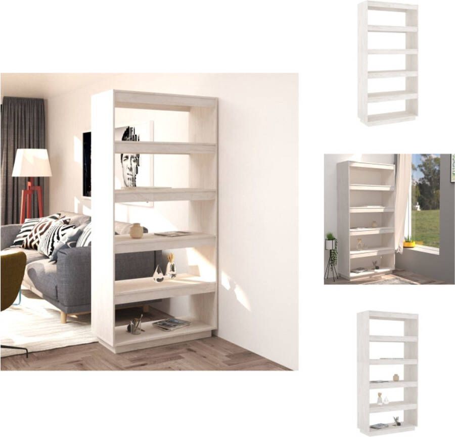 VidaXL Boekenkast Boekenkasten Houten Boekenkast Kamerscherm Boekenkast kamerscherm 80x35x167 cm massief grenenhout wit
