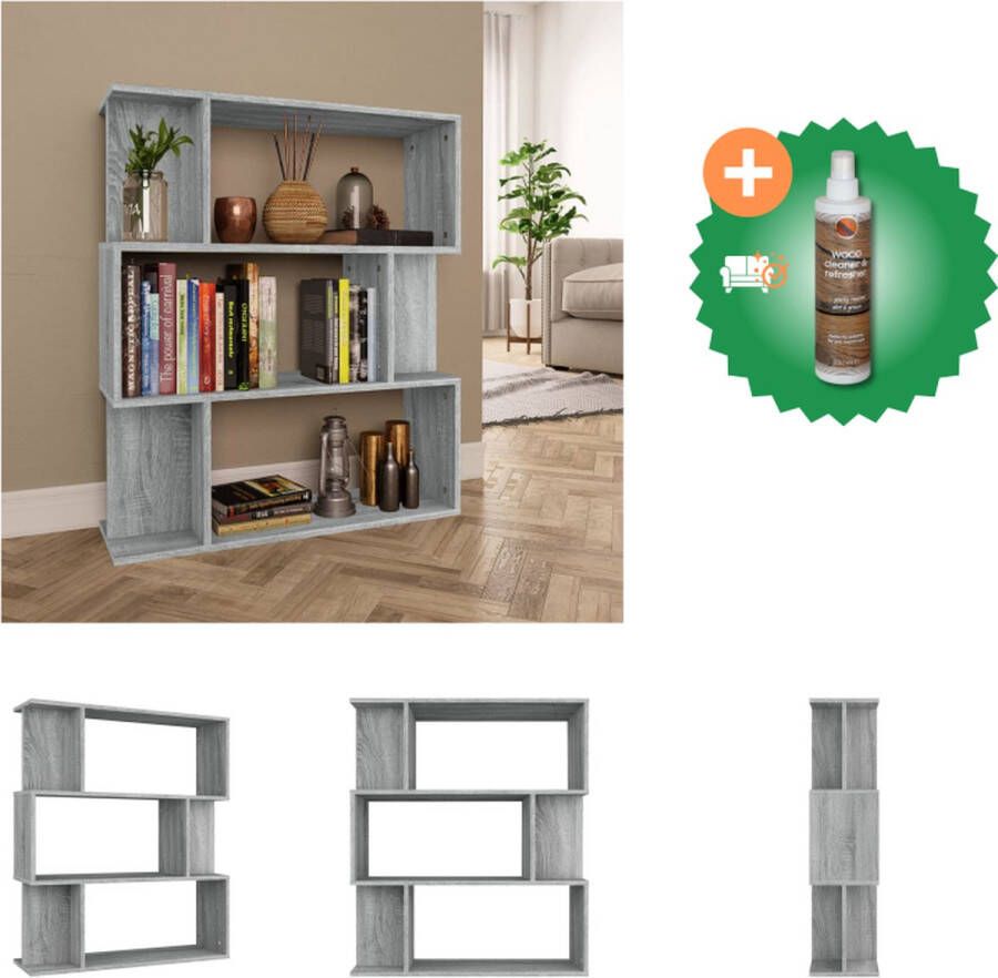 VidaXL Boekenkast Grey Sonoma Eiken 80 x 24 x 96 cm Duurzaam Hout Veelzijdig Kast Inclusief Houtreiniger en verfrisser