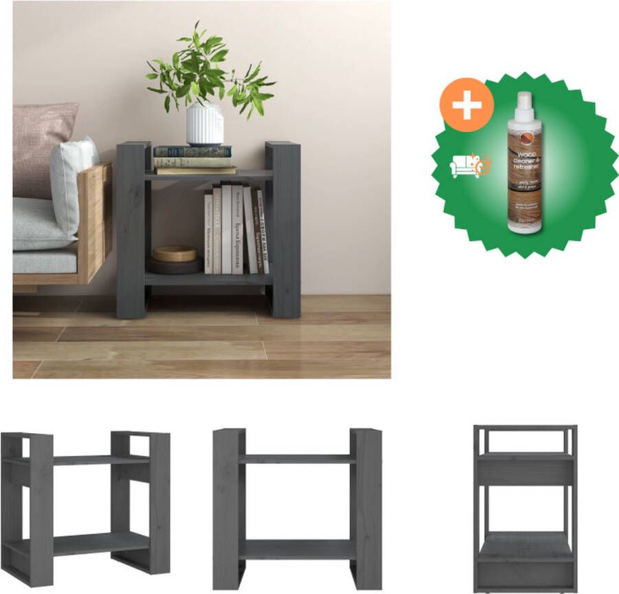 VidaXL Boekenkast kamerscherm 60x35x57 cm massief grenenhout grijs Kast Inclusief Houtreiniger en verfrisser