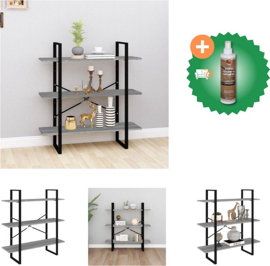 VidaXL Boekenkast Grijs Sonoma Eiken 100 x 30 x 105 cm Stevig Houten Frame Kast Inclusief Houtreiniger en verfrisser