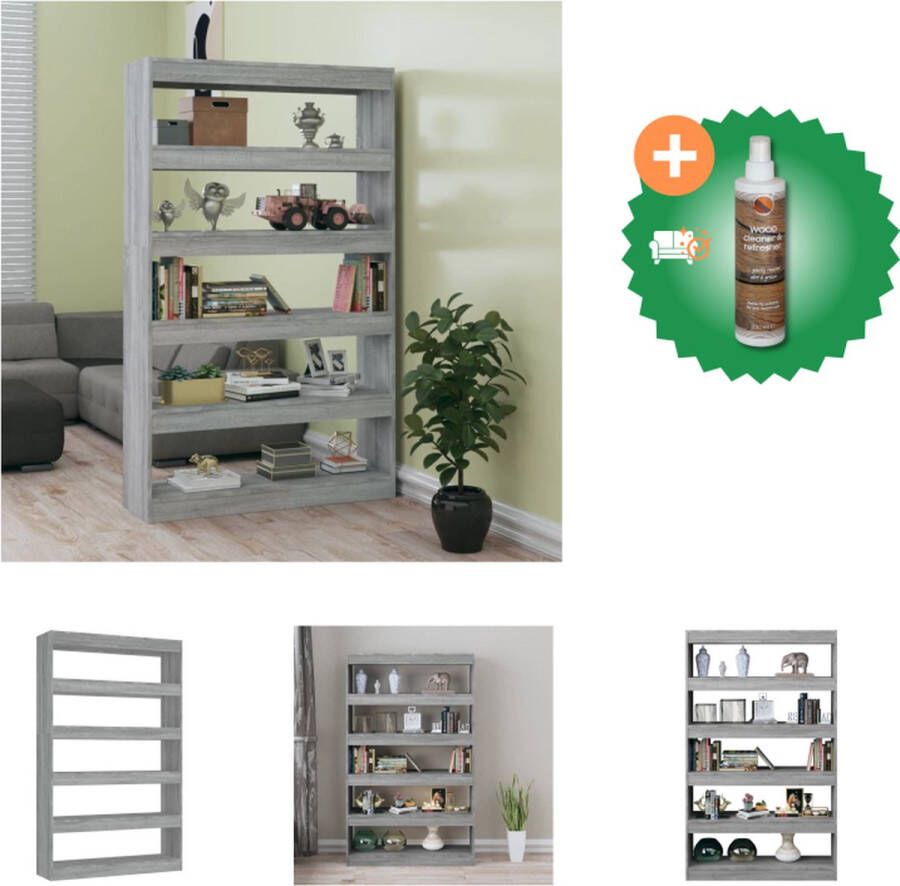 VidaXL Boekenkast kamerscherm 100x30x166 cm grijs sonoma eikenkleurig Kast Inclusief Houtreiniger en verfrisser