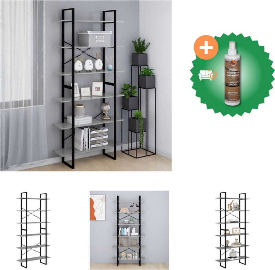 VidaXL Hoge kast 100x30x210 cm bewerkt hout grijs sonoma eikenkleurig Kast Inclusief Houtreiniger en verfrisser