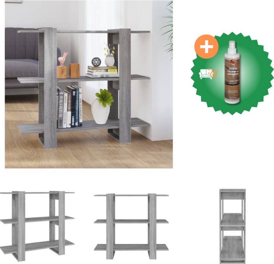 VidaXL Boekenkast kamerscherm 100x30x87 cm grijs sonoma eikenkleurig Kast Inclusief Houtreiniger en verfrisser