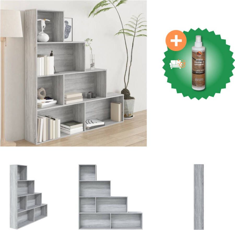 VidaXL Boekenkast 155x24x160 cm grijs sonoma eikenkleurig Kast Inclusief Houtreiniger en verfrisser