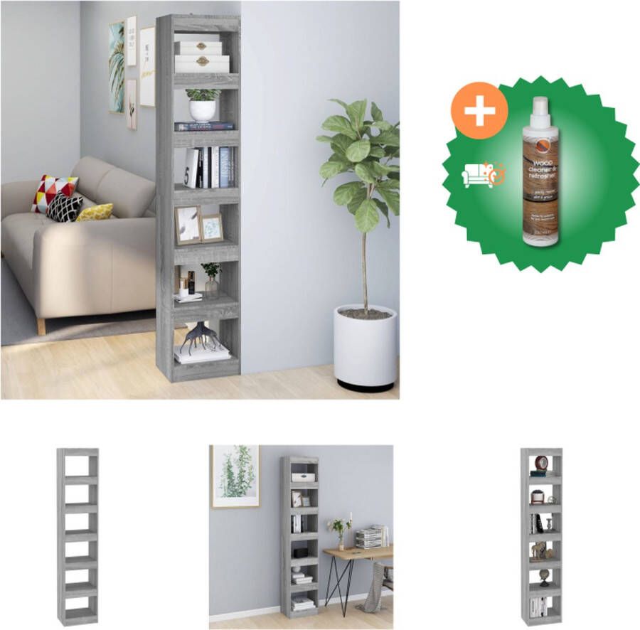 VidaXL Boekenkast Grijs Sonoma Eiken 40 x 30 x 198 cm Stevig en veelzijdig Kast Inclusief Houtreiniger en verfrisser