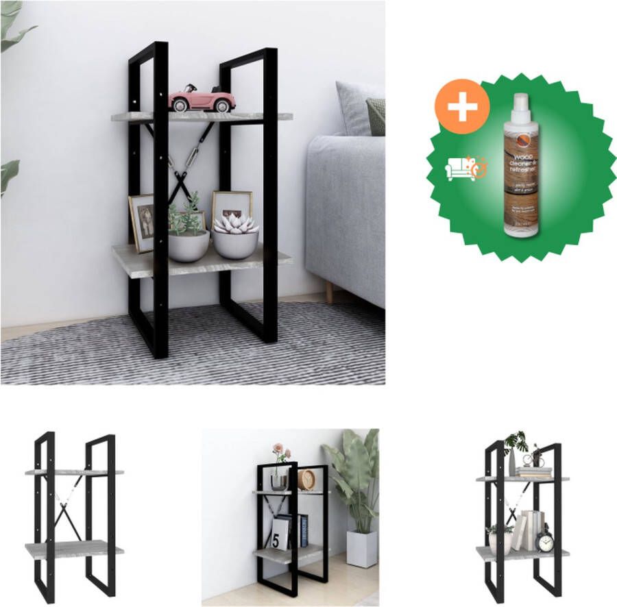 VidaXL Boekenkast Grijs Sonoma Eiken 40 x 30 x 70 cm Bewerkt hout en metaal Kast Inclusief Houtreiniger en verfrisser