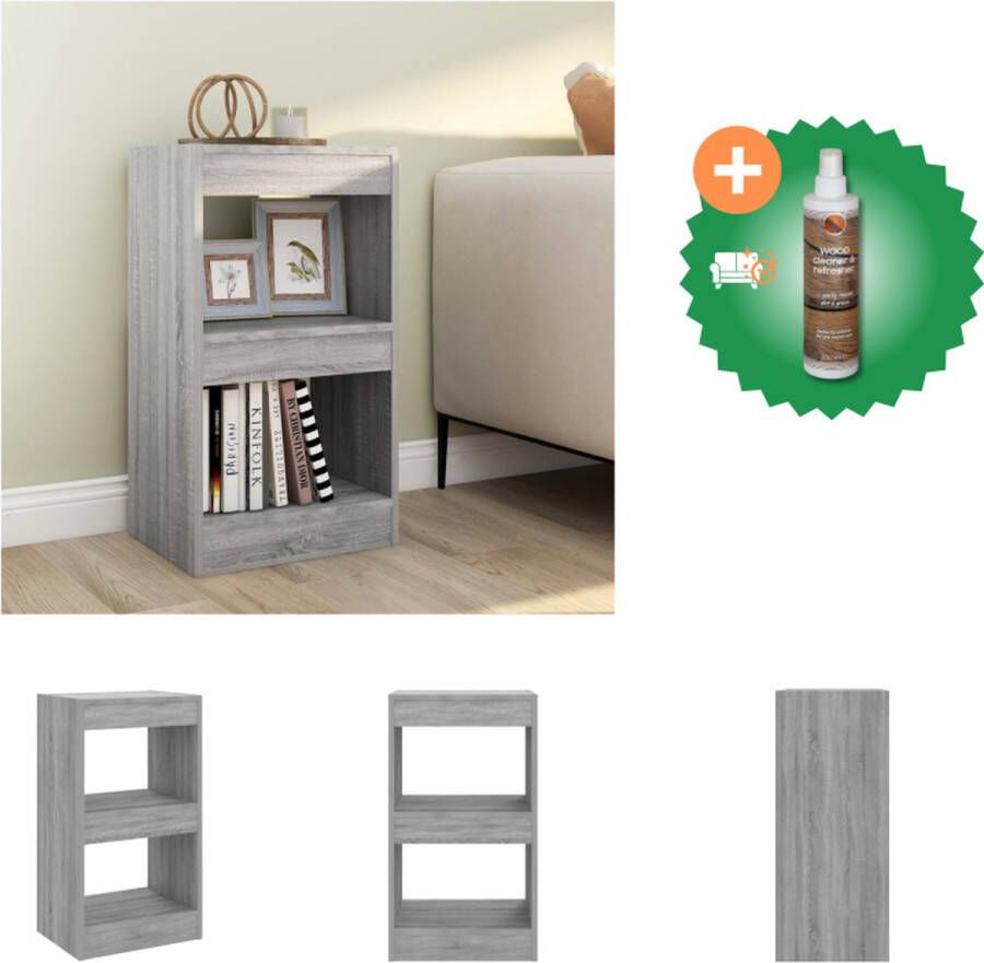 VidaXL Boekenkast Grijs Sonoma Eiken 40 x 30 x 72 cm Montage vereist Kast Inclusief Houtreiniger en verfrisser