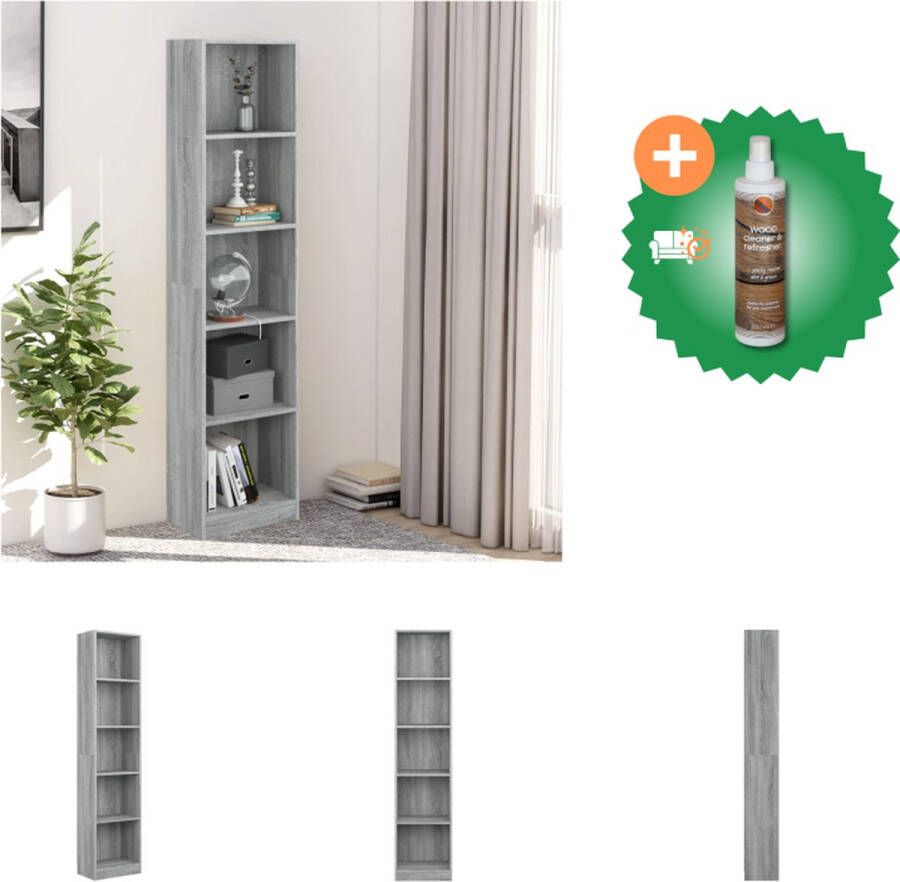 VidaXL Boekenkast 40x24x175 cm bewerkt hout grijs sonoma eikenkleurig Kast Inclusief Houtreiniger en verfrisser