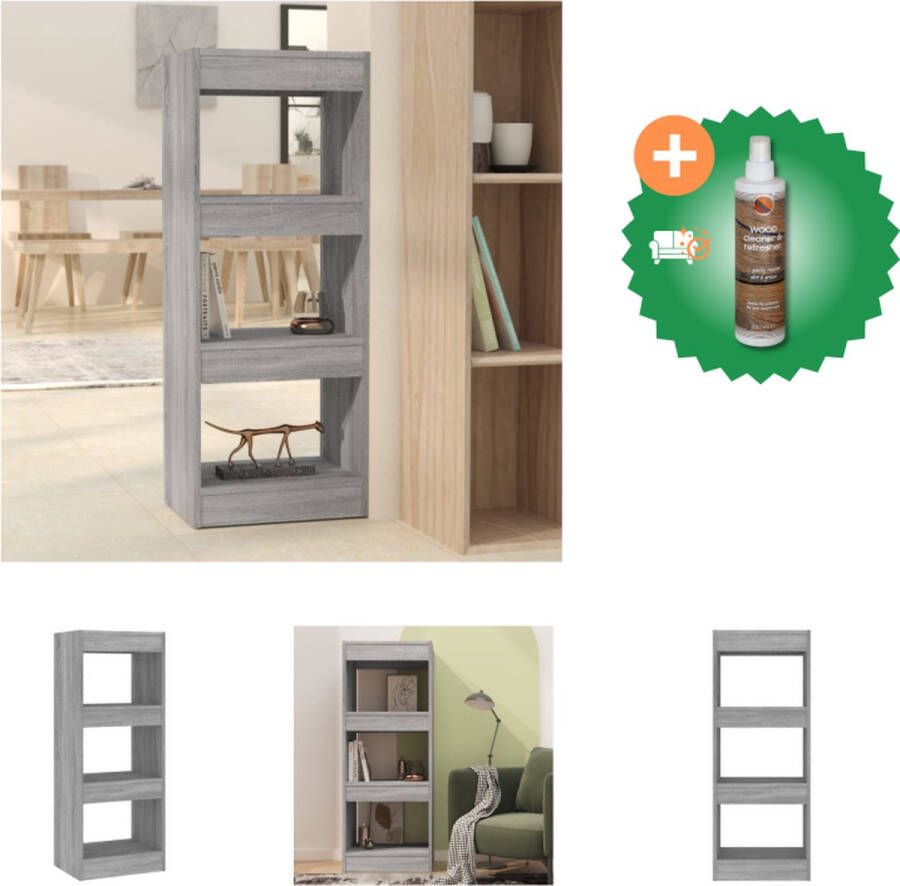 VidaXL Boekenkast Grijs Sonoma Eiken 40x30x103 cm Stevig en veelzijdig Kast Inclusief Houtreiniger en verfrisser