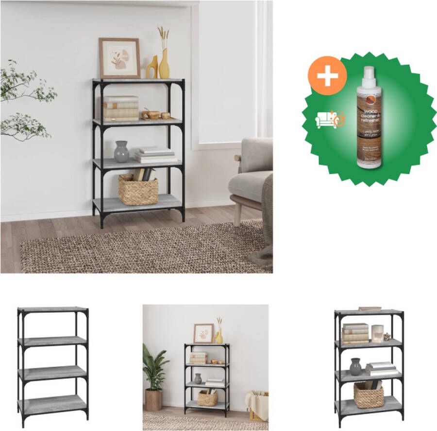 VidaXL Boekenkast Grijs Sonoma Eiken 60 x 33 x 100 cm Industrieel Design Kast Inclusief Houtreiniger en verfrisser