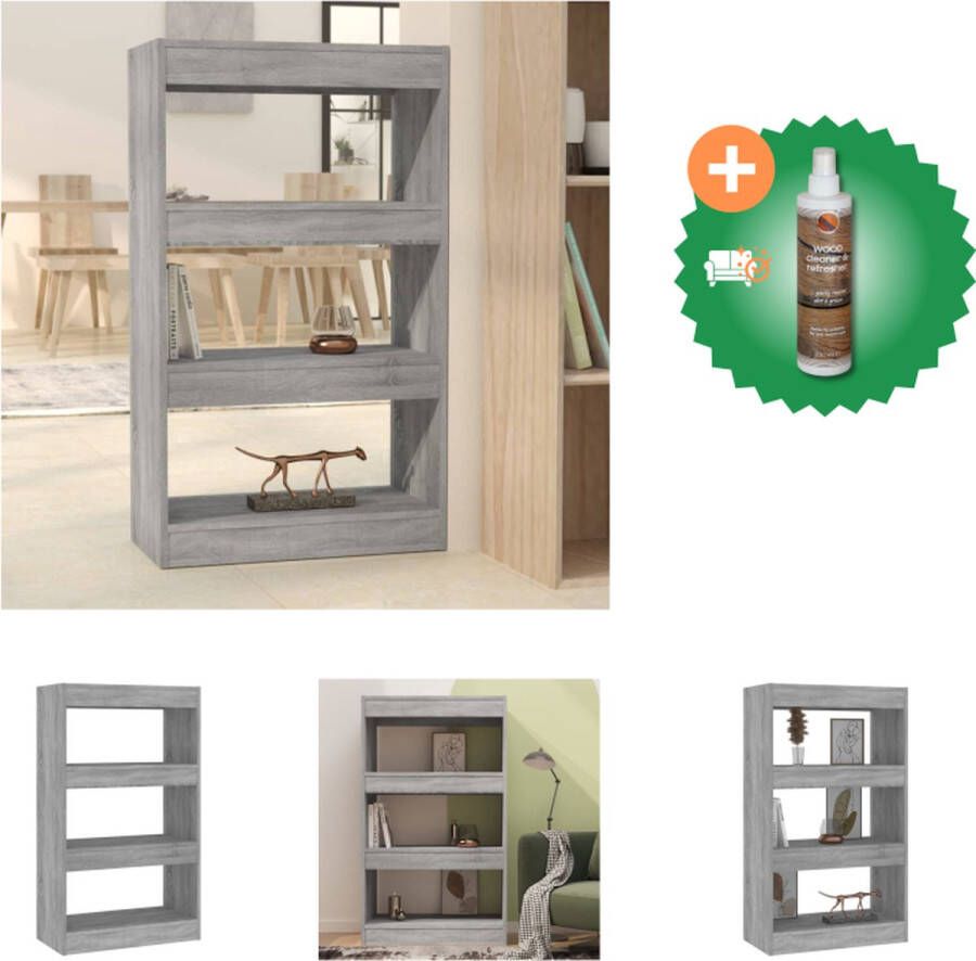 VidaXL Boekenkast Grijs Sonoma Eiken 60x30x103 cm Stabiel en veelzijdig Kast Inclusief Houtreiniger en verfrisser