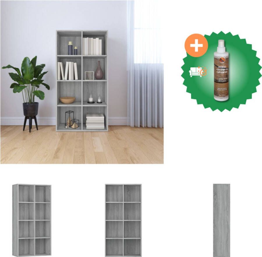 VidaXL Boekenkast Grijs Sonoma Eiken 66 x 30 x 130 cm Inclusief Montagehandleiding Wandmontage vereist Kast Inclusief Houtreiniger en verfrisser