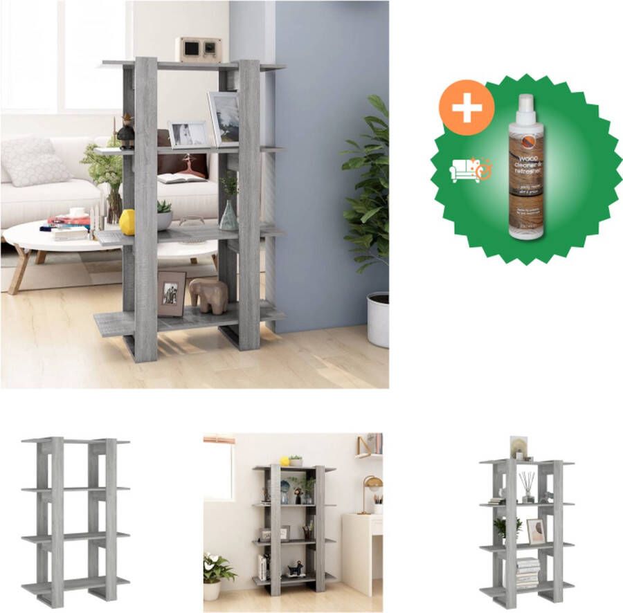 VidaXL Boekenkast Grijs Sonoma Eiken 80 x 30 x 123.5 cm Veelzijdig Stevig en Stabiel Kast Inclusief Houtreiniger en verfrisser