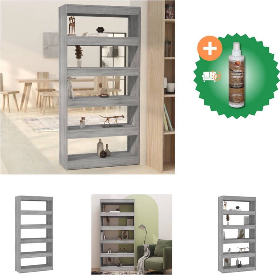 VidaXL Boekenkast kamerscherm 80x30x166 cm spaanplaat grijs sonoma Kast Inclusief Houtreiniger en verfrisser