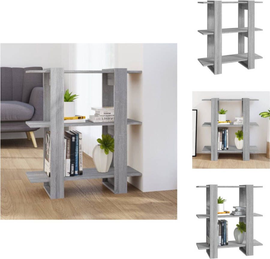 vidaXL Boekenkast Grijs Sonoma Eiken 80x30x87 cm Montage vereist Kast