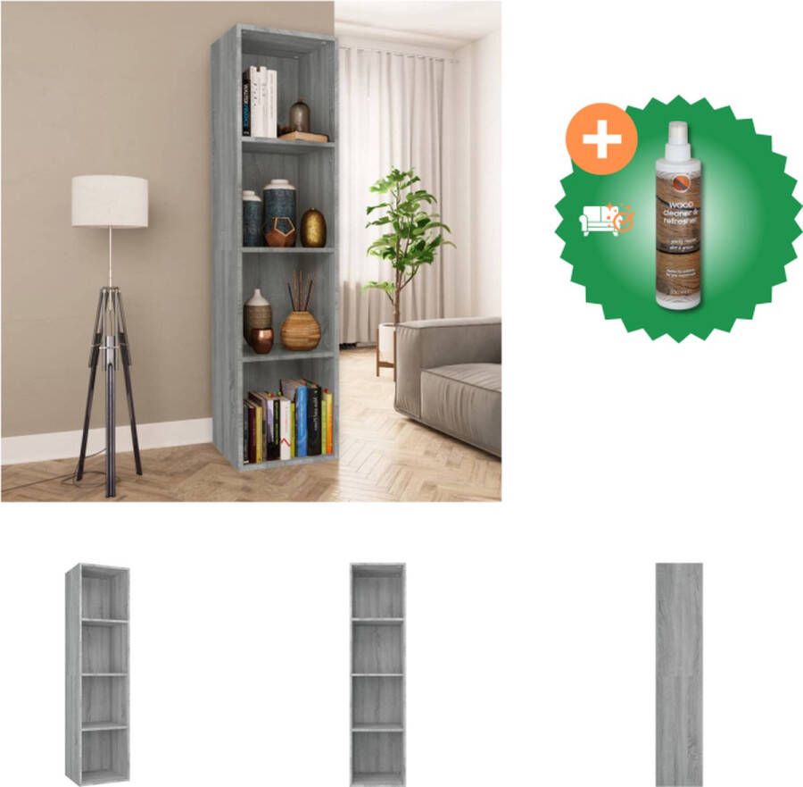 VidaXL Boekenkast tv-meubel 36x30x143 cm grijs sonoma eikenkleurig Kast Inclusief Houtreiniger en verfrisser