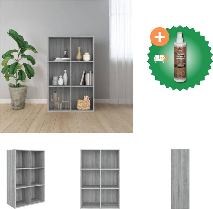 VidaXL Boekenkast Grijze Sonoma Eiken 66 x 30 x 98 cm Duurzaam materiaal Kast Inclusief Houtreiniger en verfrisser