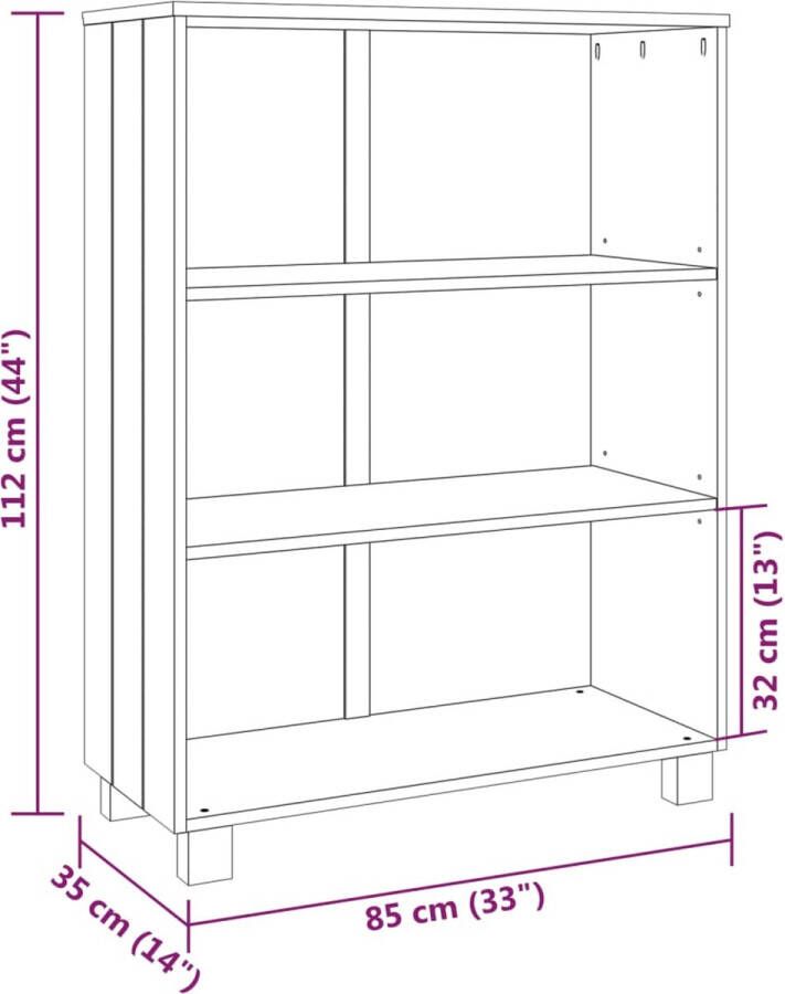 VidaXL -Boekenkast-HAMAR-85x35x112-cm-massief-grenenhout-donkergrijs - Foto 2