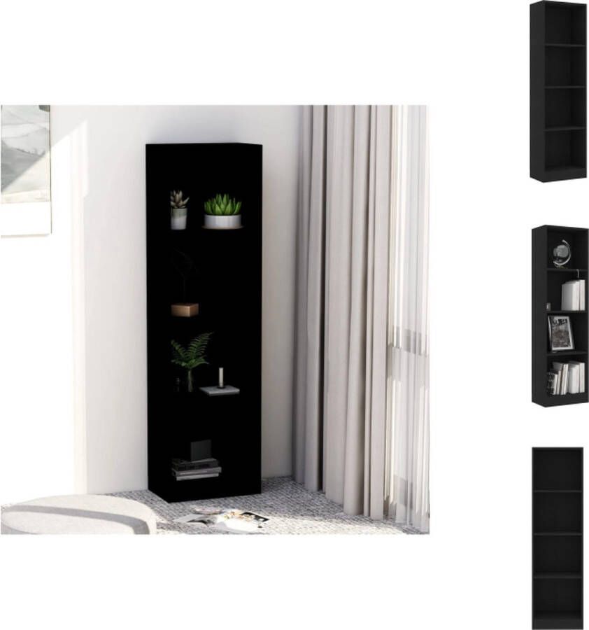 VidaXL Boekenkast Boekenkasten Boekenschap Boekenschappen Boekenkast met 4 schappen 40x24x142 cm bewerkt hout zwart